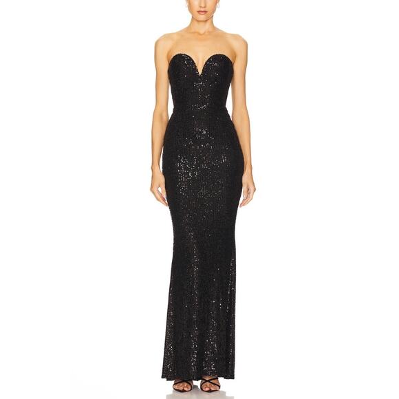 NEW NWT Nookie Revolve Lumiere Sequin Gown Black size Small - Picture 1 of 9